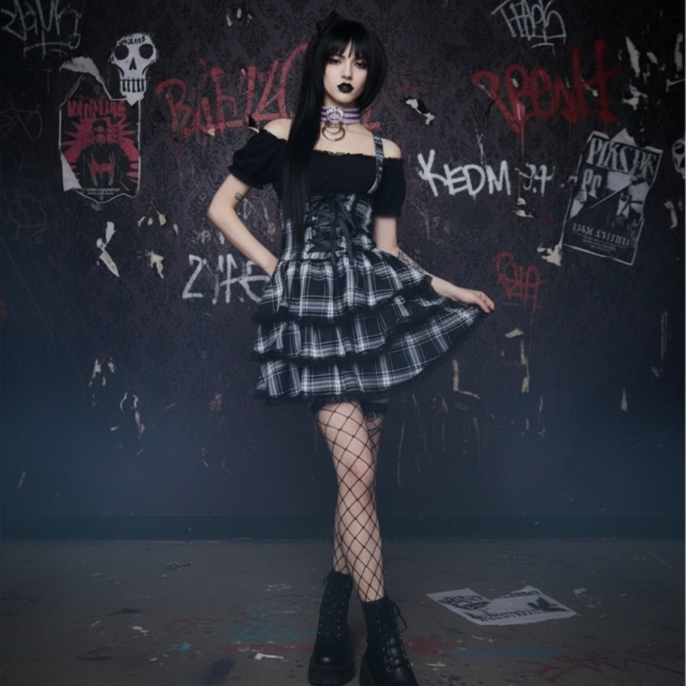 NWT Widow Sinister Student Corset Skirt - Purple Plaid Goth Mini